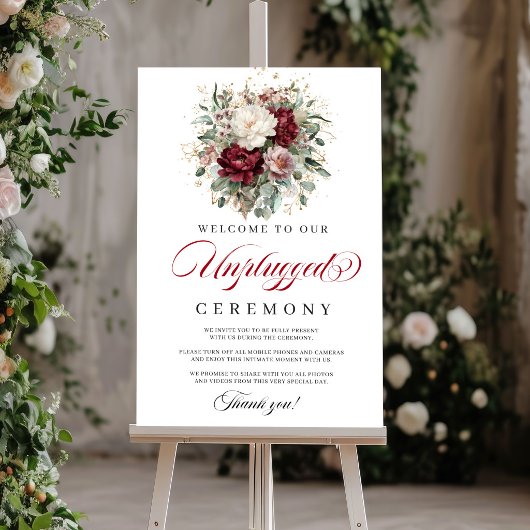 Affiche de cérémonie débranchée Burgundy Blush élé