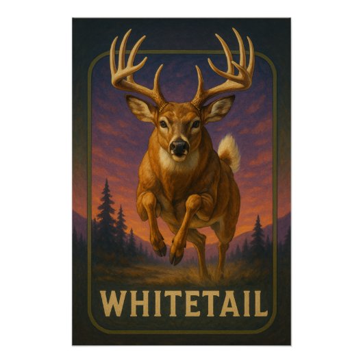 Affiche de cerf à queue blanche (Devant)