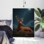 Affiche de cerf dormant sous les étoiles en feuill