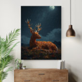 Affiche de cerf dormant sous les étoiles en feuill