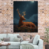 Affiche de cerf dormant sous les étoiles en feuill