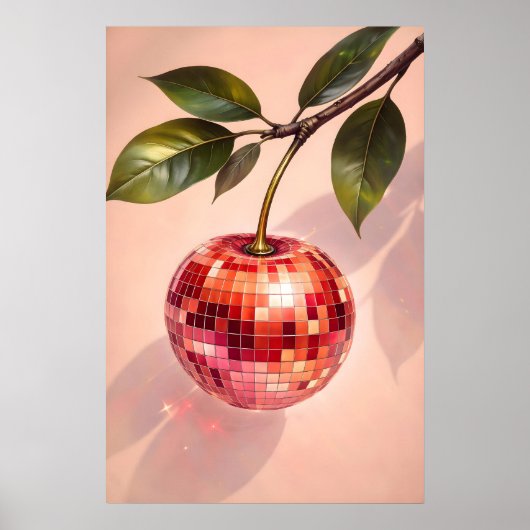 Affiche de cerise disco, art de fruit de boule de (Devant)
