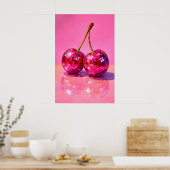 Affiche de cerise disco, impression de fruit de bo (Cuisine)