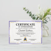 Affiche de certificat d'appréciation de réussite e (Debout devant)