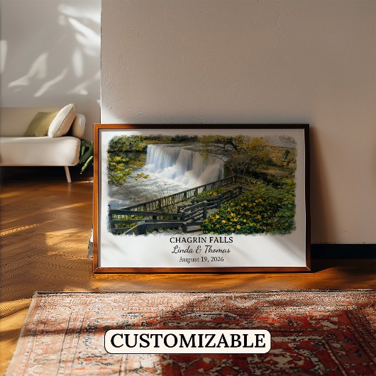 Affiche de Chagrin Falls Ohio, Aquarelle, Sur mesu