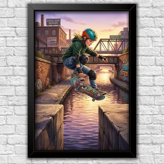Affiche de chambre à coucher de skateboard urbain 