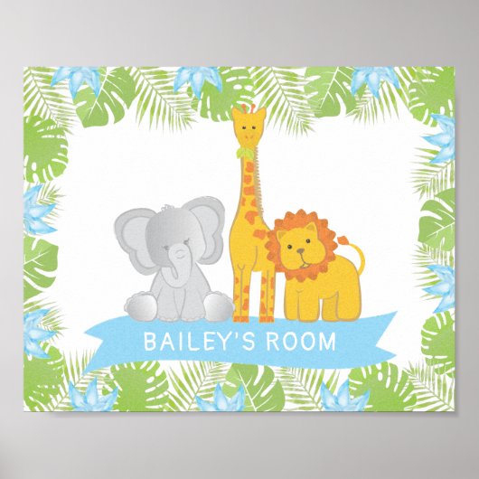 Affiche de chambre de bébé garçon avec des animaux (Devant)