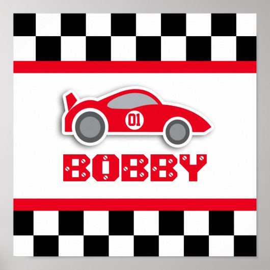 Affiche de chambre de bébé garçon rouge voiture de (Devant)
