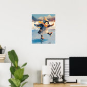 Affiche de chambre de bébé patinage de pingouin d' (Bureau à domicile)