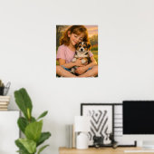 Affiche de chambre de fille tenant un chiot (Bureau à domicile)