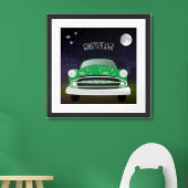 Affiche de chambre de garçon rétro de voiture vert