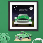 Affiche de chambre de garçon rétro de voiture vert
