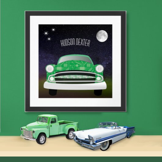 Affiche de chambre de garçon rétro voiture verte