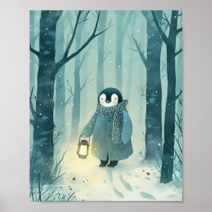 Affiche de chambre de nurserie d'hiver pingouin co