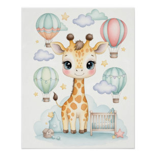 Affiche de chambre de nursery de girafe adorable.