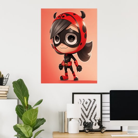 Affiche de chambre d'enfant fille super-héroïne co (Bureau à domicile)