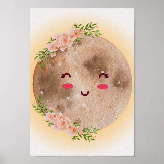 Affiche de chambre d'enfant Fleur de Lune Boho - I (Devant)