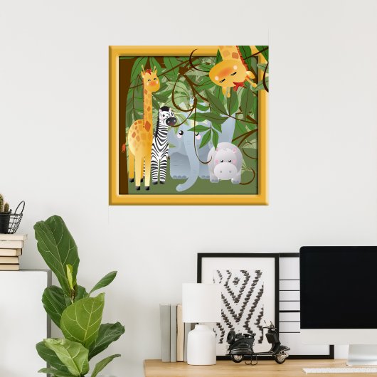 Affiche de chambre d'enfants Animaux de Safari Jun (Bureau à domicile)