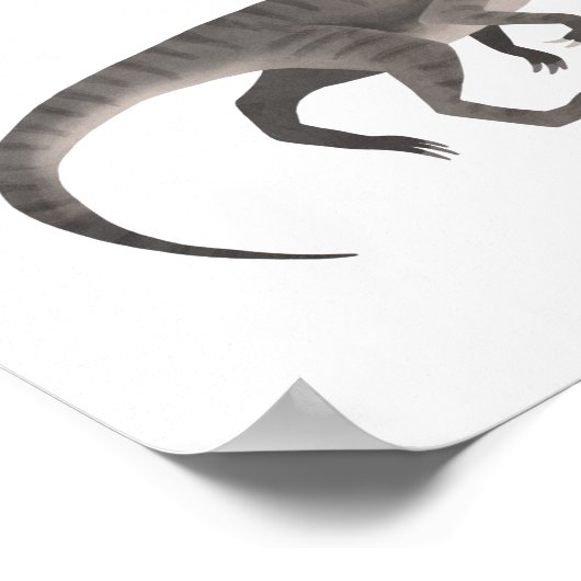 Affiche de chambre d'enfants dinosaure raptor gris (Coin)