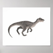Affiche de chambre d'enfants dinosaure raptor gris (Devant)