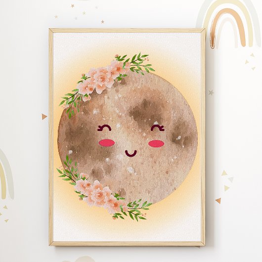 Affiche de chambre d'enfants Fleur de Lune Boho - 
