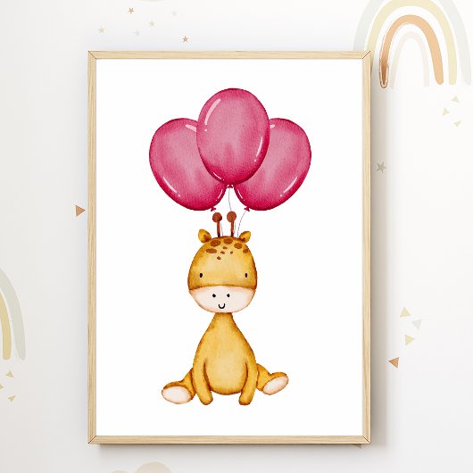 Affiche de chambre enfant ballon girafe Décoration