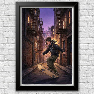 Affiche de chambre moderne pour skateboard urbain