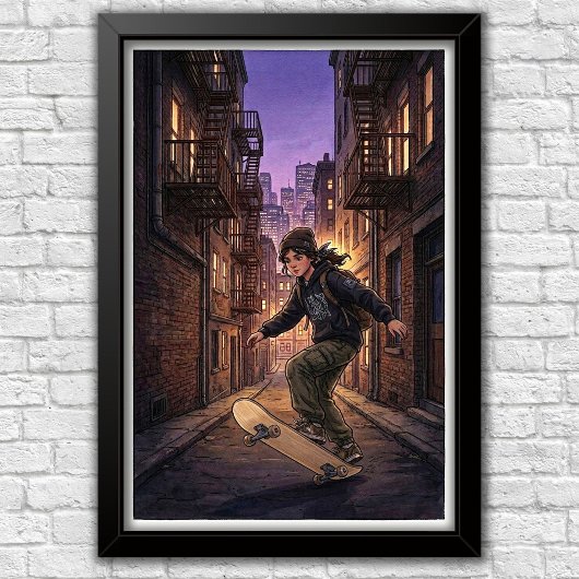 Affiche de chambre moderne pour skateboard urbain