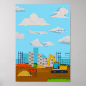 Affiche de chambre pour enfants excavatrice Impres (Devant)