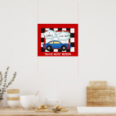 Affiche de chambre pour enfants J'adore la course (Cuisine)