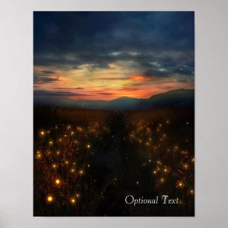 Affiche de champs de coucher de soleil personnalis