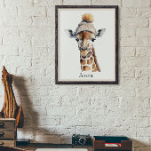 Affiche de chapeau d'hiver girafe Custom Beanie Bu