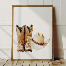 Affiche de chapeau et de bottes de cowboy Décorati