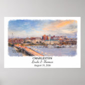 Affiche de Charleston Caroline du Sud, Aquarelle (Devant)