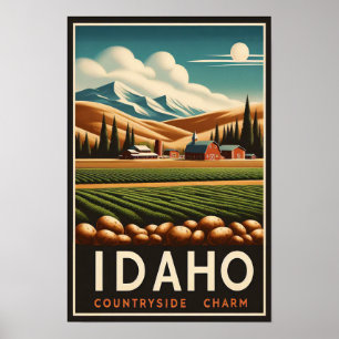 Affiche de charme de la campagne vintage de l'Idah