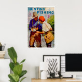 Affiche de chasse de man cave Art de pêche Impress (Bureau à domicile)