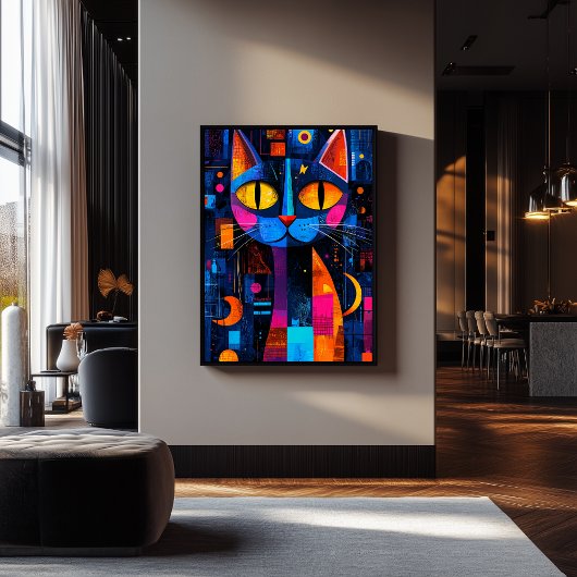 Affiche de chat à géométrie expressionniste – Art 