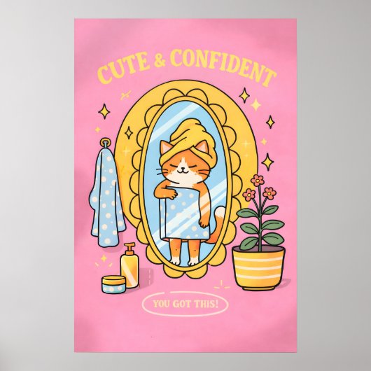 Affiche de chat, art mural d'amour de soi féminin, (Devant)