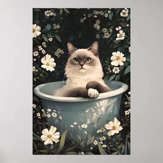 Affiche de chat Birman dans la baignoire, Affiche  (Devant)