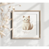 Affiche de chat brodée style bohème couleur beige 