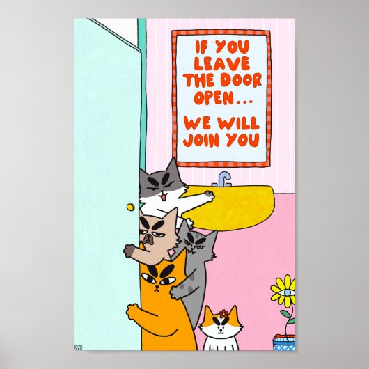 Affiche de chat d'art mural de salle de bain color (Devant)