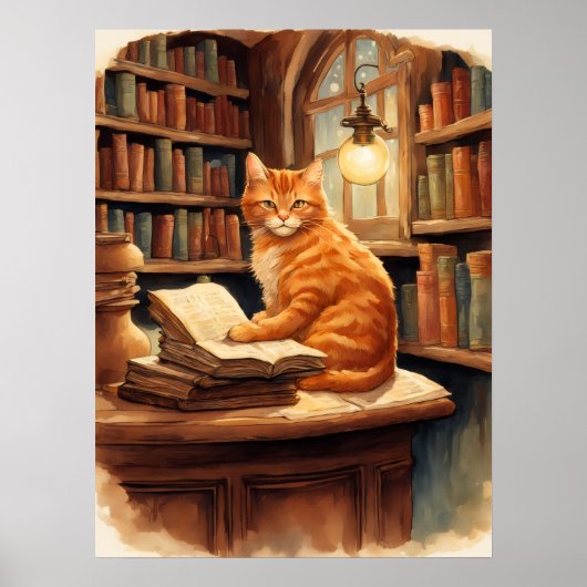 affiche de chat de bibliothèque (Devant)