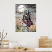 Affiche de chat de sorcière d'Halloween Enchanted (Cuisine)