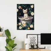 Affiche de chat drôle de Devon Rex dans la baignoi (Bureau à domicile)