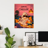 Affiche de chat drôle Série Frisson Confortable Ar (Bureau à domicile)