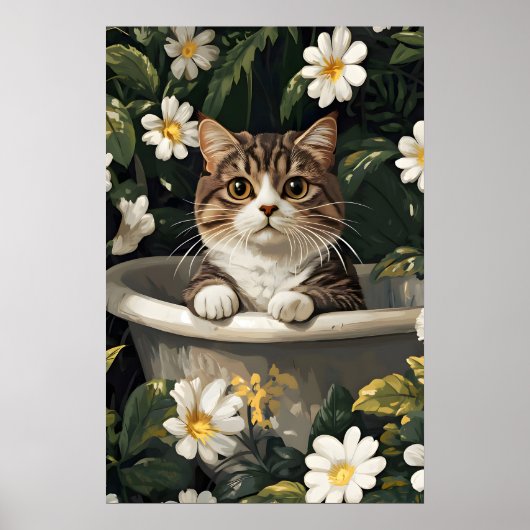Affiche de chat écossais plié dans une baignoire, (Devant)