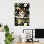 Affiche de chat écossais plié dans une baignoire, (Bureau à domicile)