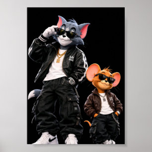 Affiche de chat et de souris urbains cool - Street