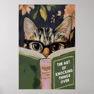 Affiche de chat excentrique lisant une affiche de