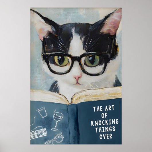 Affiche de chat humoristique lisant une affiche de (Devant)